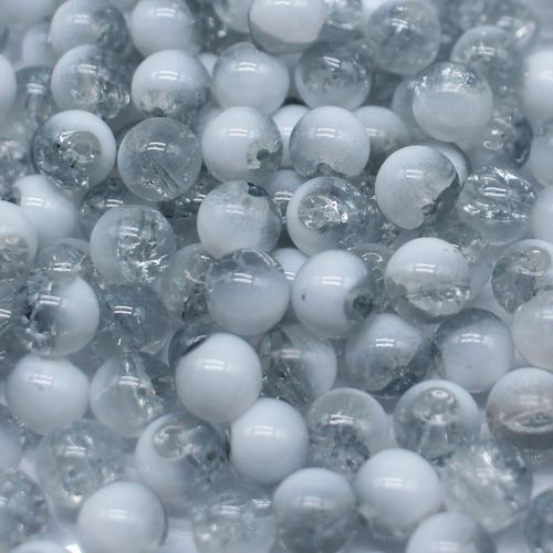 Crackle White Round Beads 10mm Grey 40pcs for jewellery making