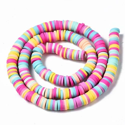Fimo Heishi Disc Beads 6mm Neon Candy 16" String for jewellery making