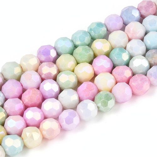 Crystal Round 6mm Beads Pastel Marble Mix 15" string for jewellery making