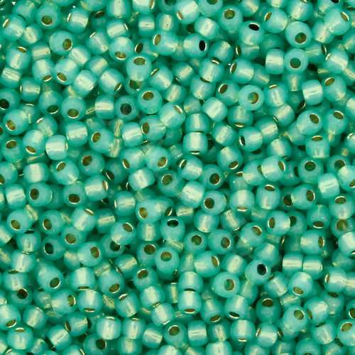 Toho Size 11 Seed Beads 10g - PF Silver Milky Dk Peridot