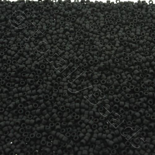 Toho Size 15 Seed Beads 10g - Opaque Frosted Jet Black