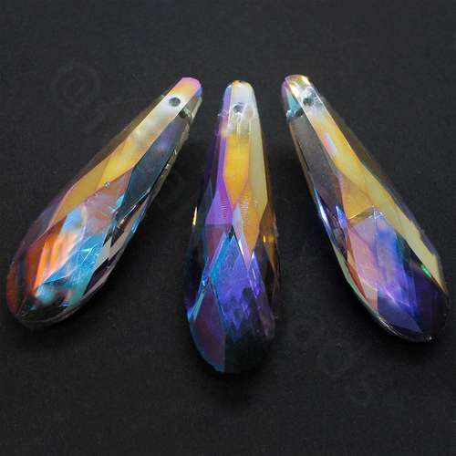 Crystal Long Drop Pendant 50mm - Purple/Blue Shimmer