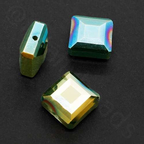 14mm crystal beads green gold, pack of 8 — faceted for jewelry making and beadwork