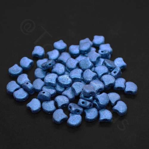 10g Czech glass Rulla beads met suede blue — two-hole beads for jewelry making and bead weaving