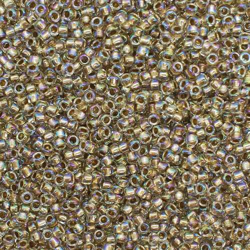 Toho Size 15 Seed Beads 10g - Gold Lined Rainbow Crystal