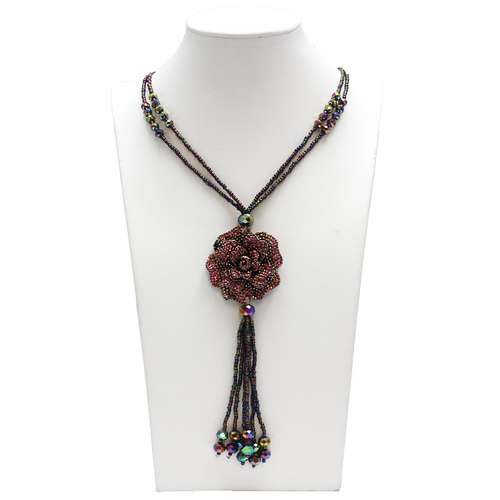 Resin Rose Sparkle Necklace - Autumn