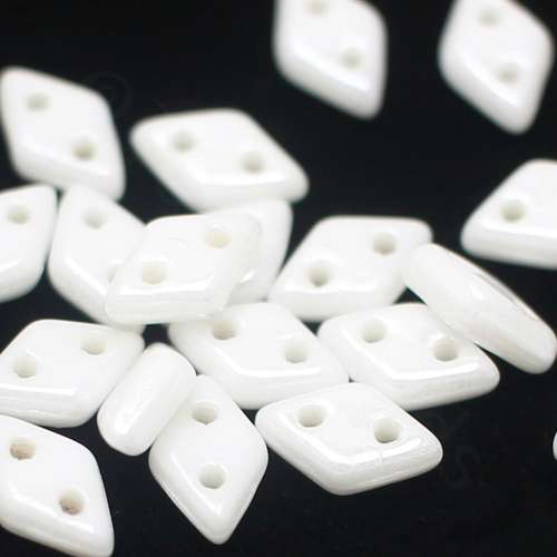 Czech glass glass beads luster opaque white — pack of 60, high-quality two-hole beads ideal for jewelry making, bead weaving, and crafts