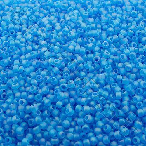 Toho Size 11 Seed Beads 10g - Trans Rainbow Frosted Dark Aquamarine