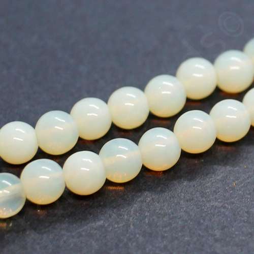 Opal Cream Round Opaque Beads - 6mm