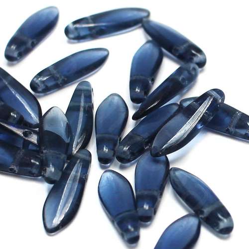 5x16mm Czech glass glass beads montana blue — high-quality two-hole beads ideal for jewelry making, bead weaving, and crafts