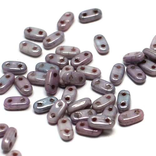 6mm Czech glass glass beads luster metallic amethyst — pack of 7, high-quality two-hole beads ideal for jewelry making, bead weaving, and…