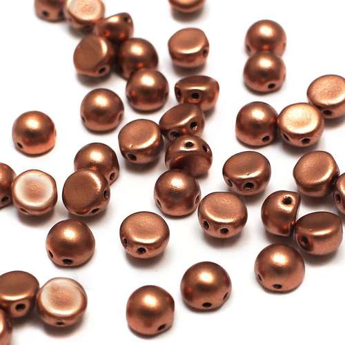 7mm Czech glass glass beads matte metallic copper — pack of 25, high-quality two-hole beads ideal for jewelry making, bead weaving, and c…