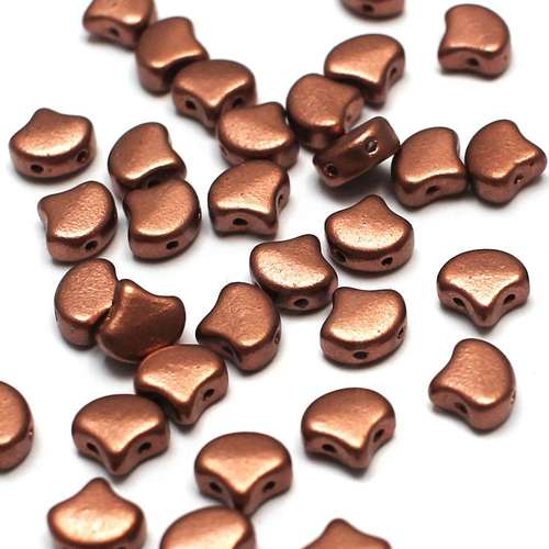 10g Czech glass Rulla beads matte met bronze copper — two-hole beads for jewelry making and bead weaving