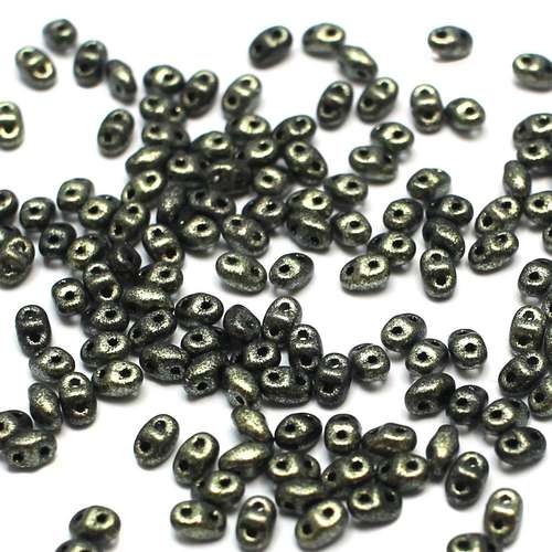 2x4mm 5g Czech glass Rulla beads polychrome gold rush — two-hole beads for jewelry making and bead weaving