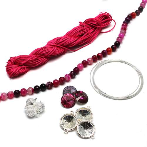 Rivoli Macrame kits pink jewelry making kit — DIY set with beads and instructions for creating handmade jewelry