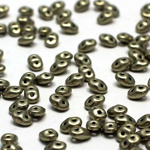 10g Czech glass Rulla beads sueded gold cloud dream — two-hole beads for jewelry making and bead weaving