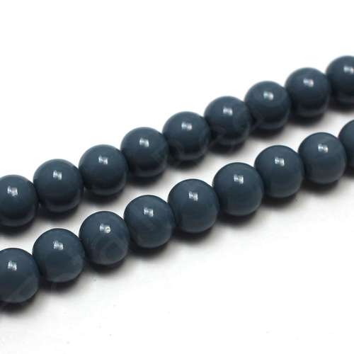 Opaque Glass Round Beads 8mm - Blue Grey