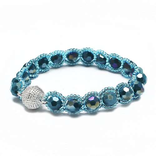 Elizabeth Crystal Bracelet teal - makes 3 bracelet making kit — DIY set with beads and instructions for creating handmade jewelry
