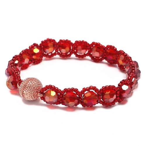 Elizabeth Crystal Bracelet red - makes 3 bracelet making kit — DIY set with beads and instructions for creating handmade jewelry