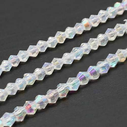3mm crystal bicone beads crystal ab — AB finish, faceted for jewelry making and beadwork