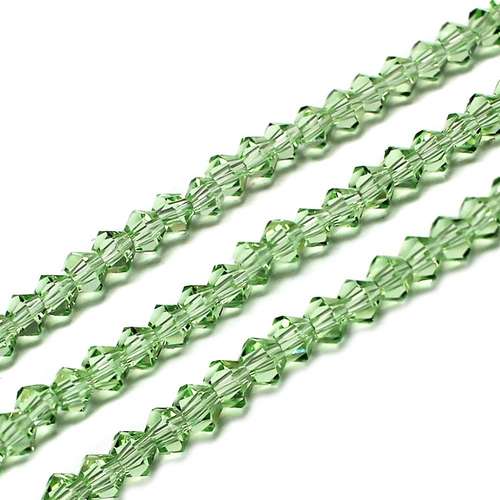 3mm crystal bicone beads light green — faceted for jewelry making and beadwork