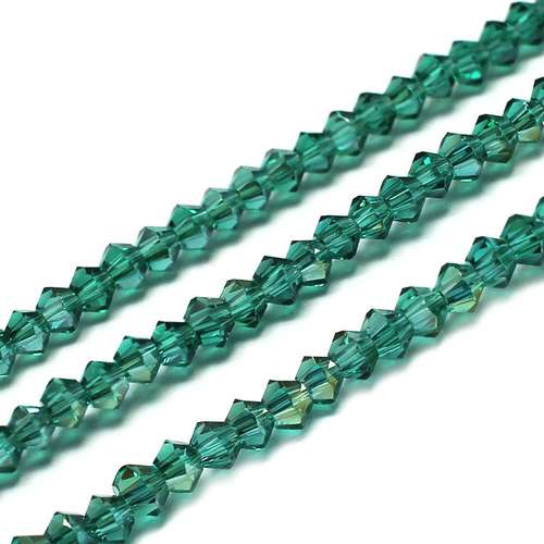 3mm crystal bicone beads teal ab — AB finish, faceted for jewelry making and beadwork