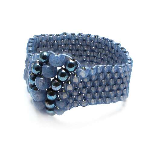 Peyote Stitch Rings montana blue jewelry making kit — DIY set with beads and instructions for creating handmade jewelry