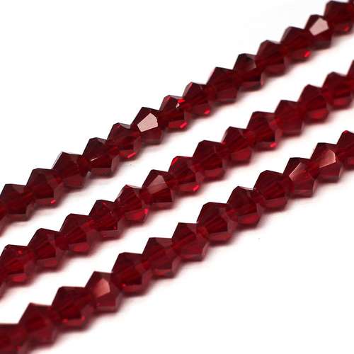4mm crystal bicone beads ruby — faceted for jewelry making and beadwork