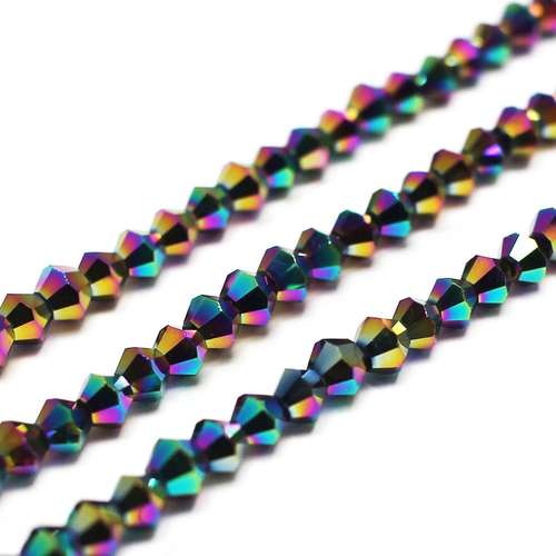 4mm crystal bicone beads rainbow — faceted for jewelry making and beadwork