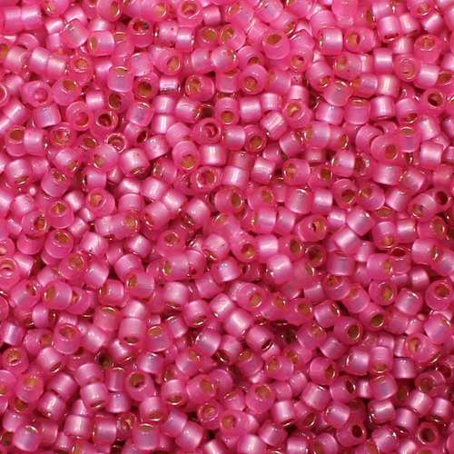 Toho Treasure Size 11 5g - PermaFinish Silver Milky Electric Pink