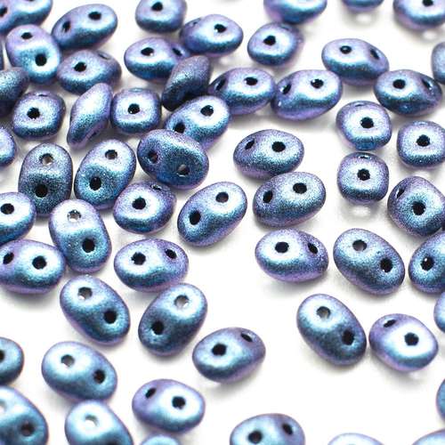 10g Czech glass Rulla beads polychrome indigo orchid — two-hole beads for jewelry making and bead weaving