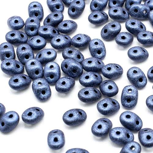 10g Czech glass Rulla beads met. suede blue — two-hole beads for jewelry making and bead weaving