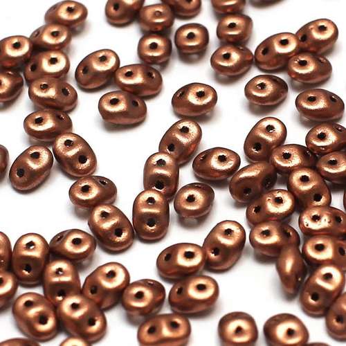 10g Czech glass Rulla beads matte met. copper — two-hole beads for jewelry making and bead weaving