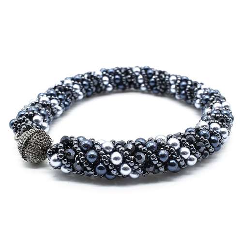 Russian Spiral 2 Necklace Bracelet navy bracelet making kit — DIY set with beads and instructions for creating handmade jewelry
