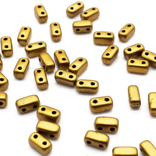 6x3mm Czech glass glass beads matte metallic goldenrod — pack of 50, high-quality two-hole beads ideal for jewelry making, bead weaving,…