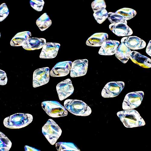 8x5mm 10g Czech glass Rulla beads crystal ab — two-hole beads for jewelry making and bead weaving