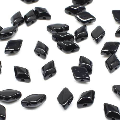 8x5mm 10g Czech glass Rulla beads jet black — two-hole beads for jewelry making and bead weaving