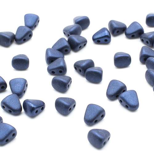Czech glass Rulla beads bit czech glass beads 30pcs - metallic suede dark blue — two-hole beads for jewelry making and bead weaving