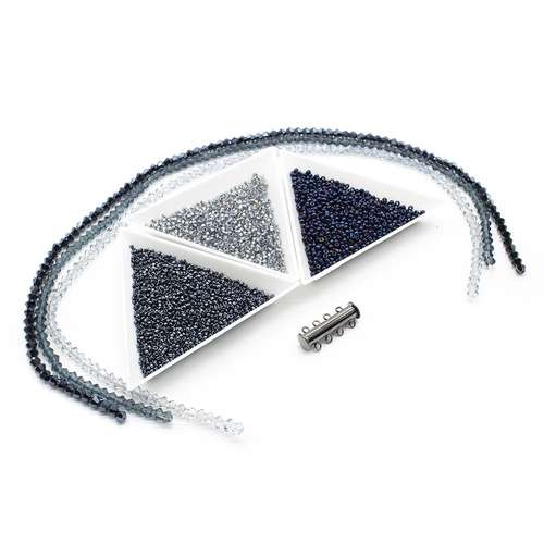 Bella Crystal Bracelet navy bracelet making kit — DIY set with beads and instructions for creating handmade jewelry