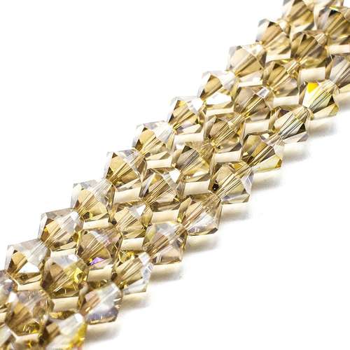 8mm crystal bicone beads champagne ab — AB finish, faceted for jewelry making and beadwork