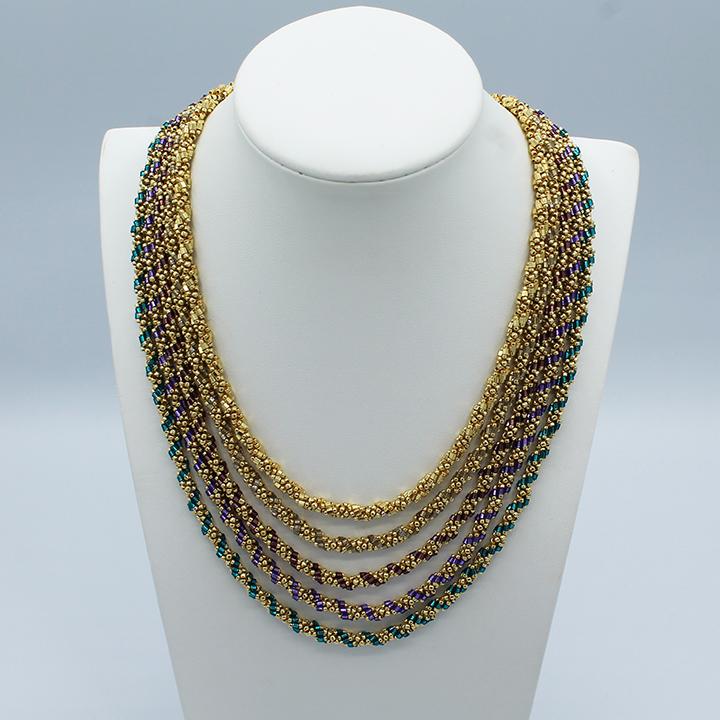 Hex Spiral Staircase Hex Necklace Gold Kit necklace making kit — DIY set with beads and instructions for creating handmade jewelry