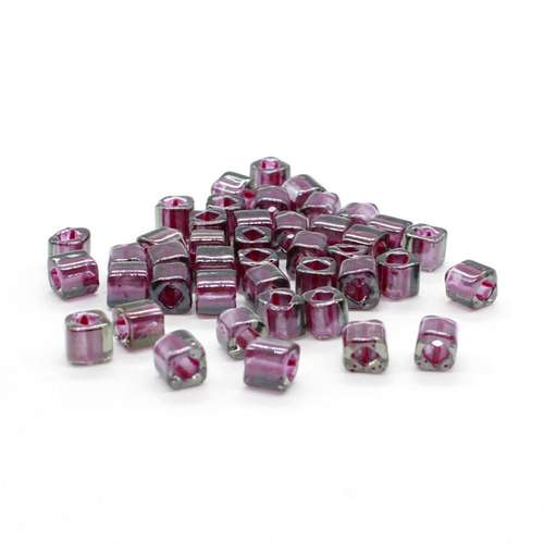 Toho Cubes 4mm 10g - Inside Color Gray/Magenta-Lined