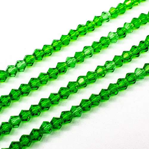 3mm crystal bicone beads emerald green — faceted for jewelry making and beadwork