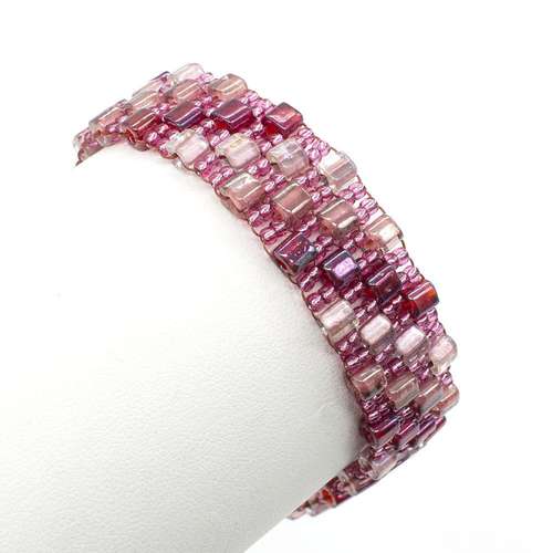 Double Drop Peyote Bracelet Makes 3 mauve bracelet making kit — DIY set with beads and instructions for creating handmade jewelry