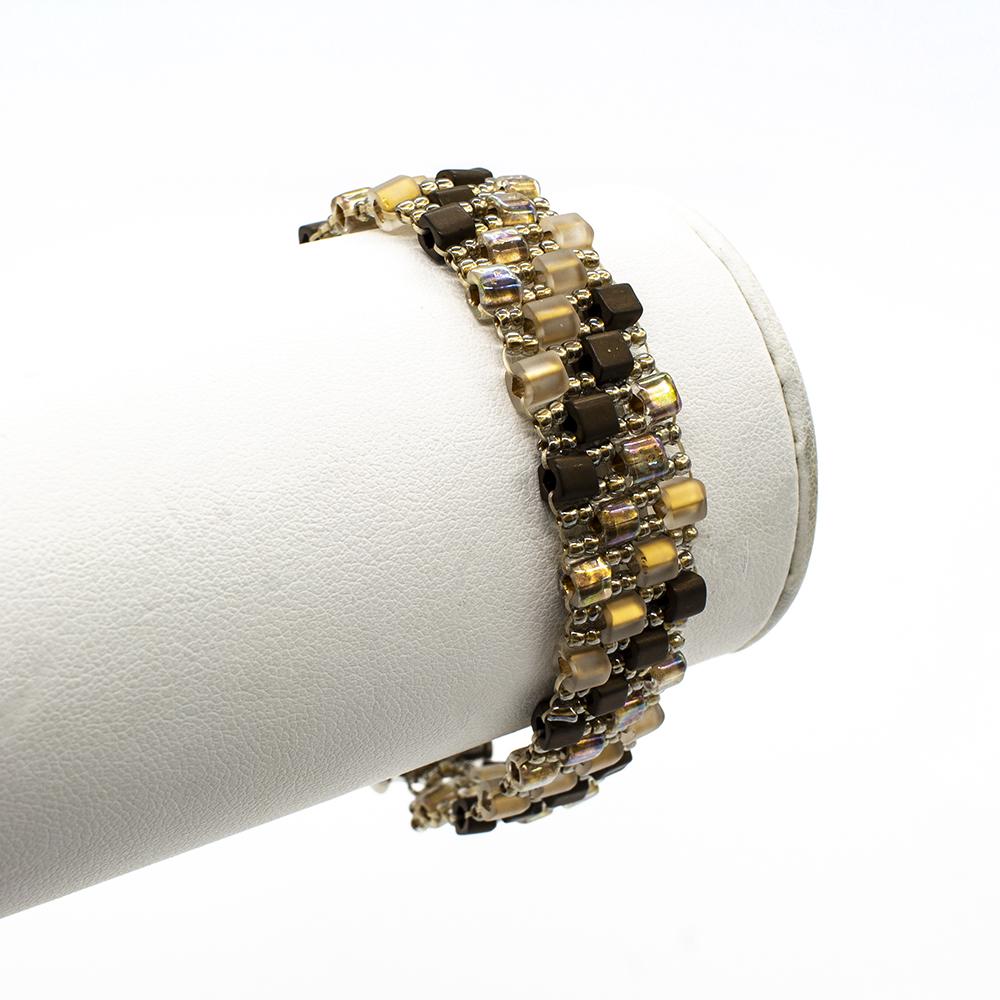 Double Drop Peyote Bracelet Makes 3 gold crystal bracelet making kit — DIY set with beads and instructions for creating handmade jewelry
