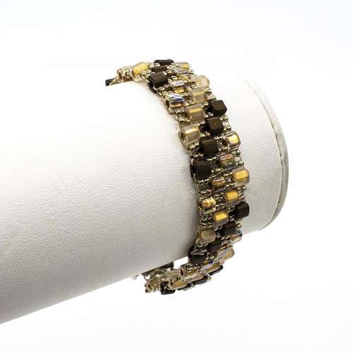 Double Drop Peyote Bracelet Makes 3 gold crystal bracelet making kit — DIY set with beads and instructions for creating handmade jewelry