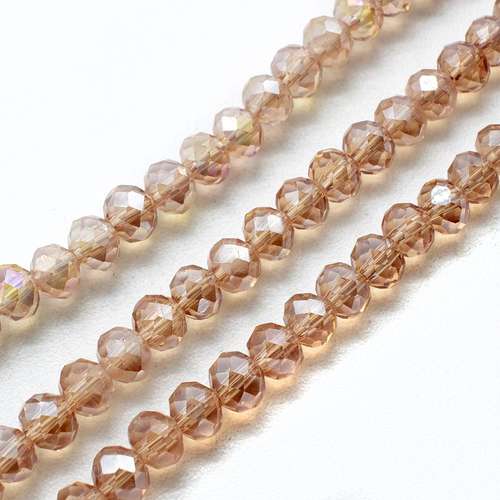 4mm crystal beads champagne ab, pack of 130 — AB finish, faceted for jewelry making and beadwork