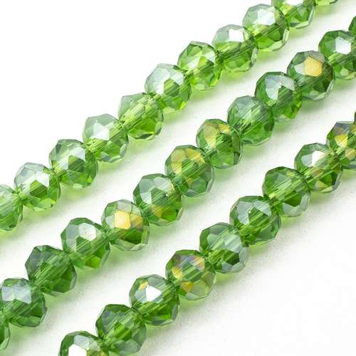 6mm crystal beads emerald green ab, pack of 100 — AB finish, faceted for jewelry making and beadwork
