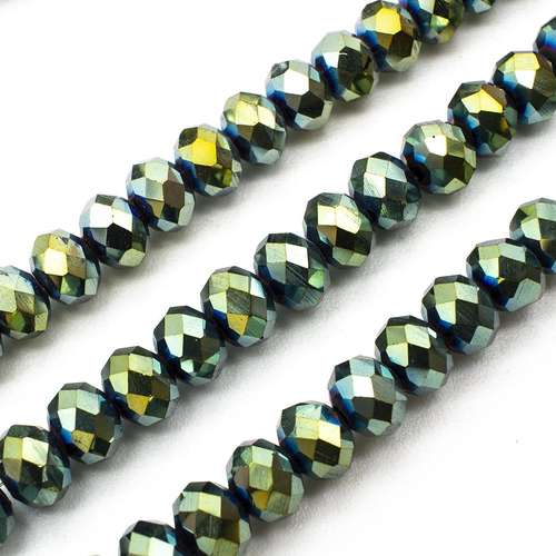 6mm crystal beads green iris, pack of 100 — faceted for jewelry making and beadwork