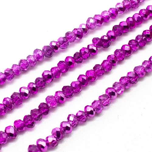 3mm crystal beads fuchsia mirror — faceted for jewelry making and beadwork